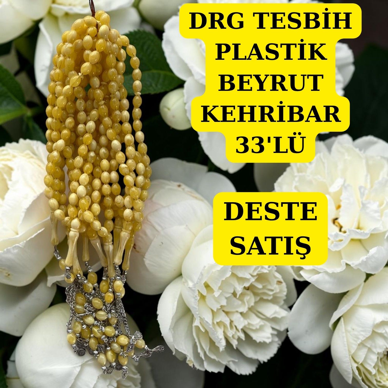 DRG TESBİH PLASTİK BEYRUT KEHRİBAR 33 LÜ DESTE
