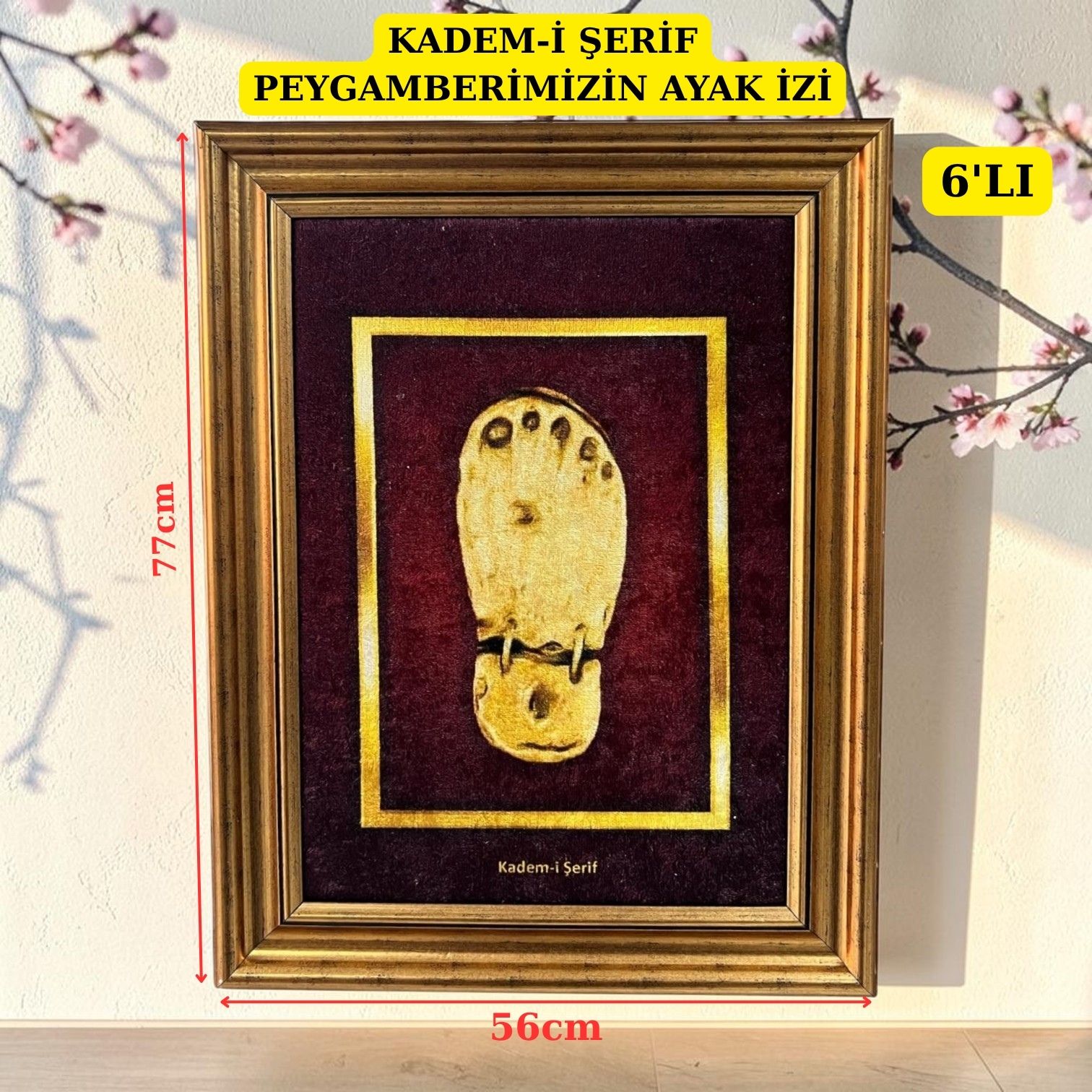 TBL KADEM-İ ŞERİF KADİFE TABLO 6' Lı KOLİ 56X77 CM
