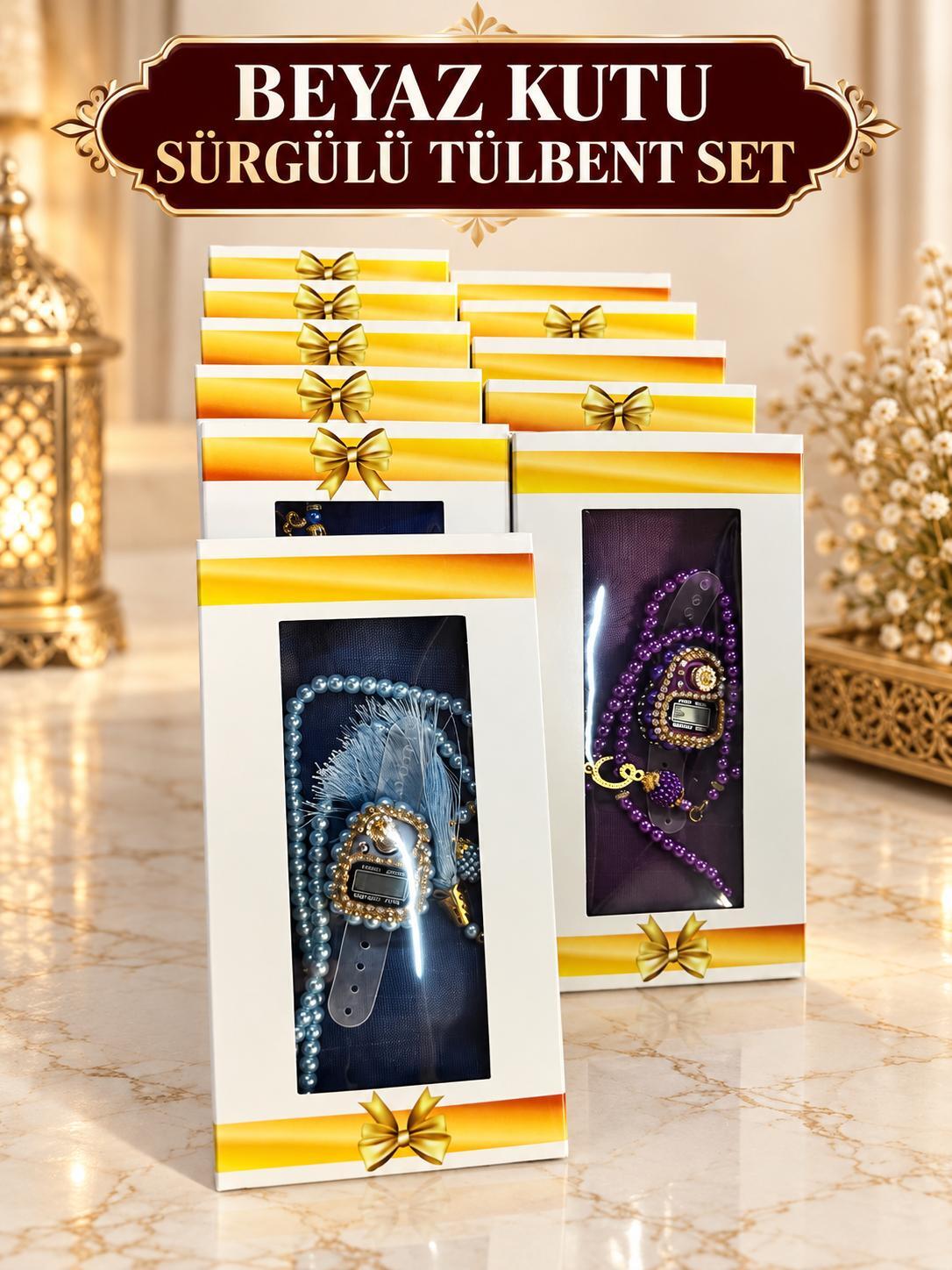 DLK BEYAZ KUTU SÜRGÜLÜ TÜLBENT SET