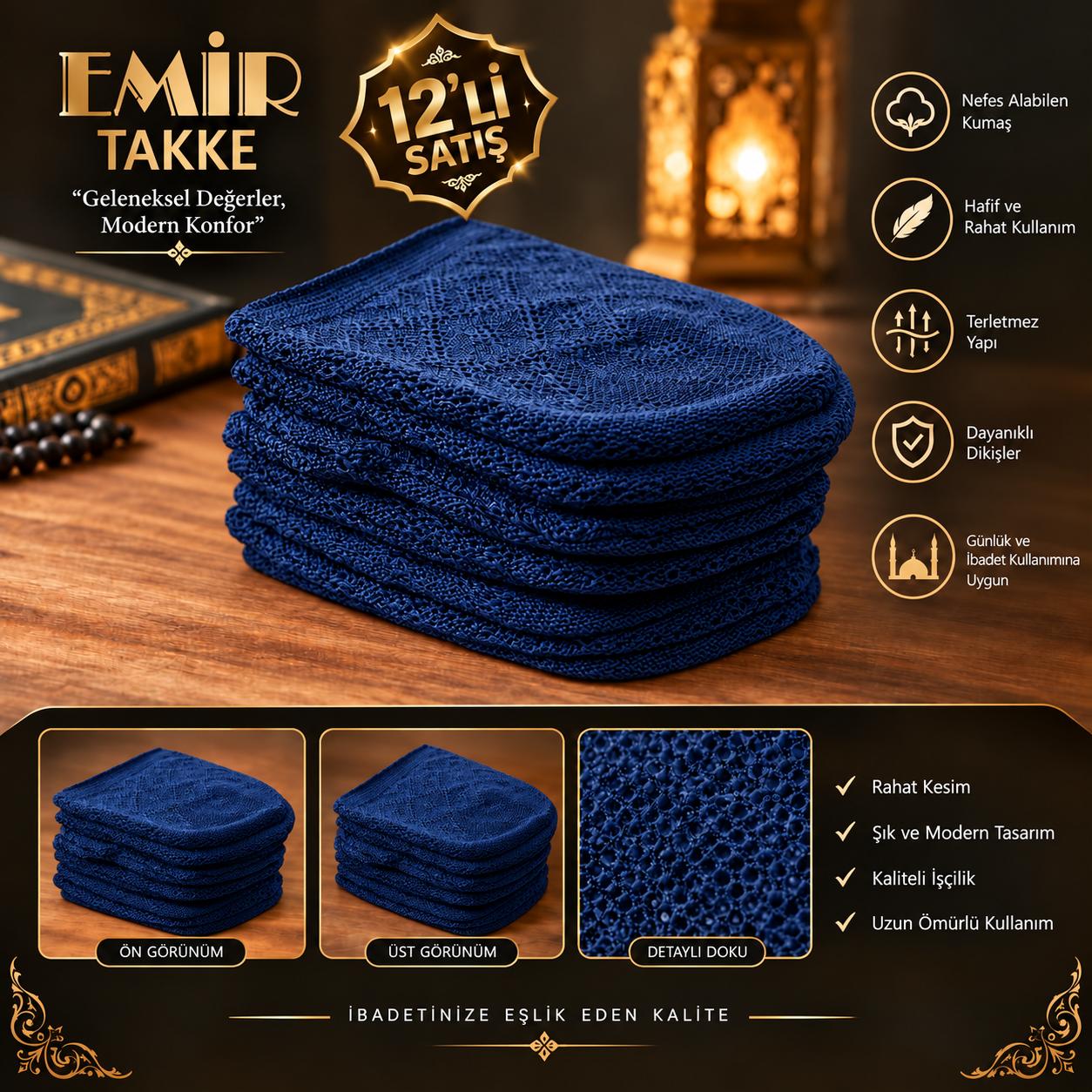 BRZ EMİR TAKKE LACİVERT 12 Lİ