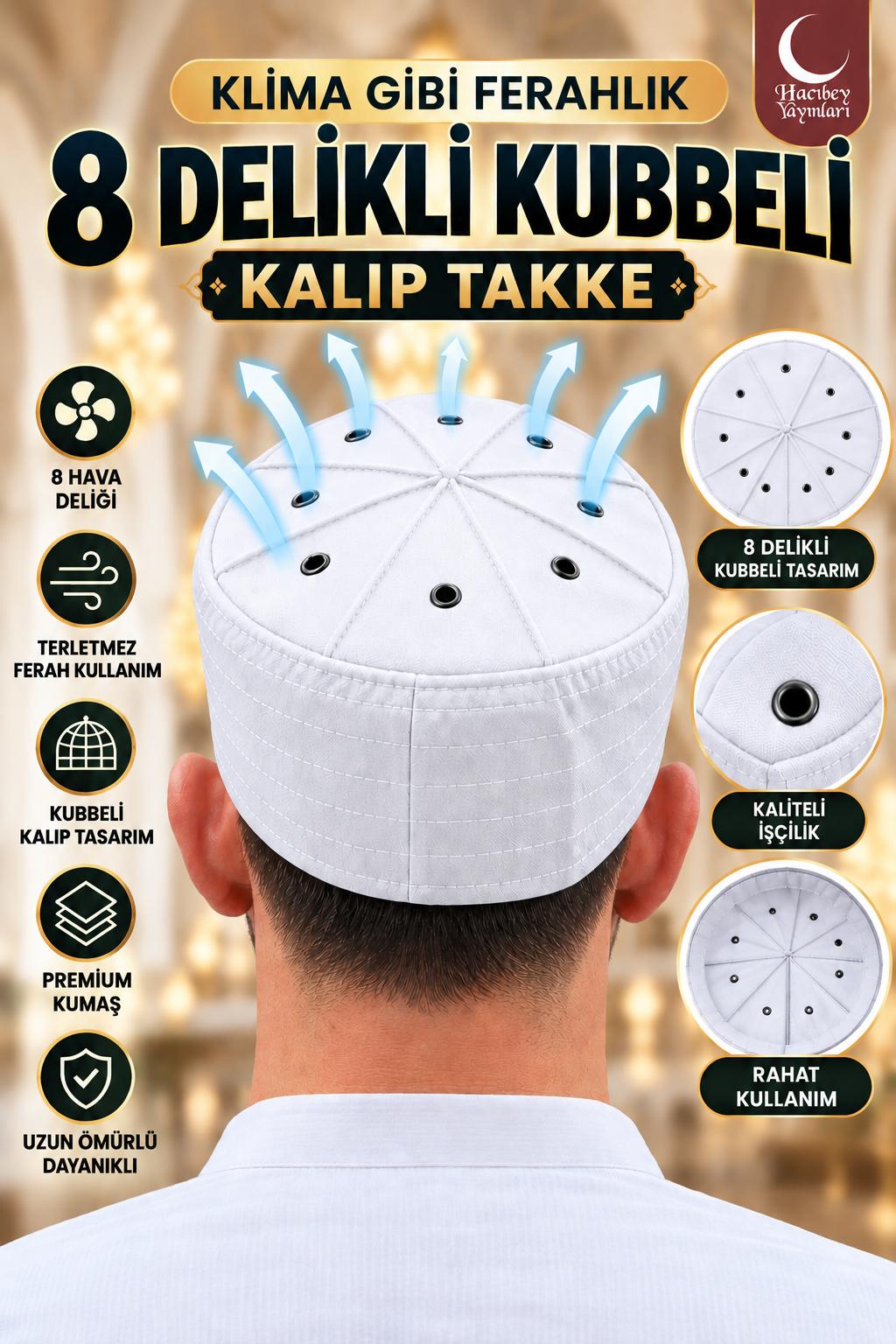 AD KUBBELİ 8 DELİKLİ KALIP TAKKE 57 NUMARA BEYAZ RENK ADET SATIŞ
