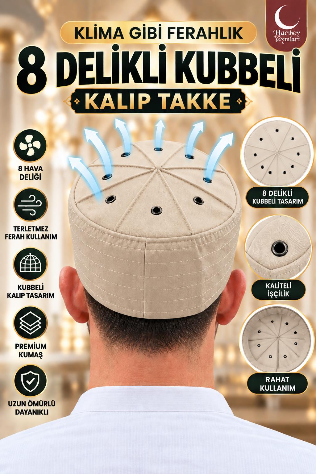 AD KUBBELİ 8 DELİKLİ KALIP TAKKE 56 NUMARA BEJ RENK ADET SATIŞ