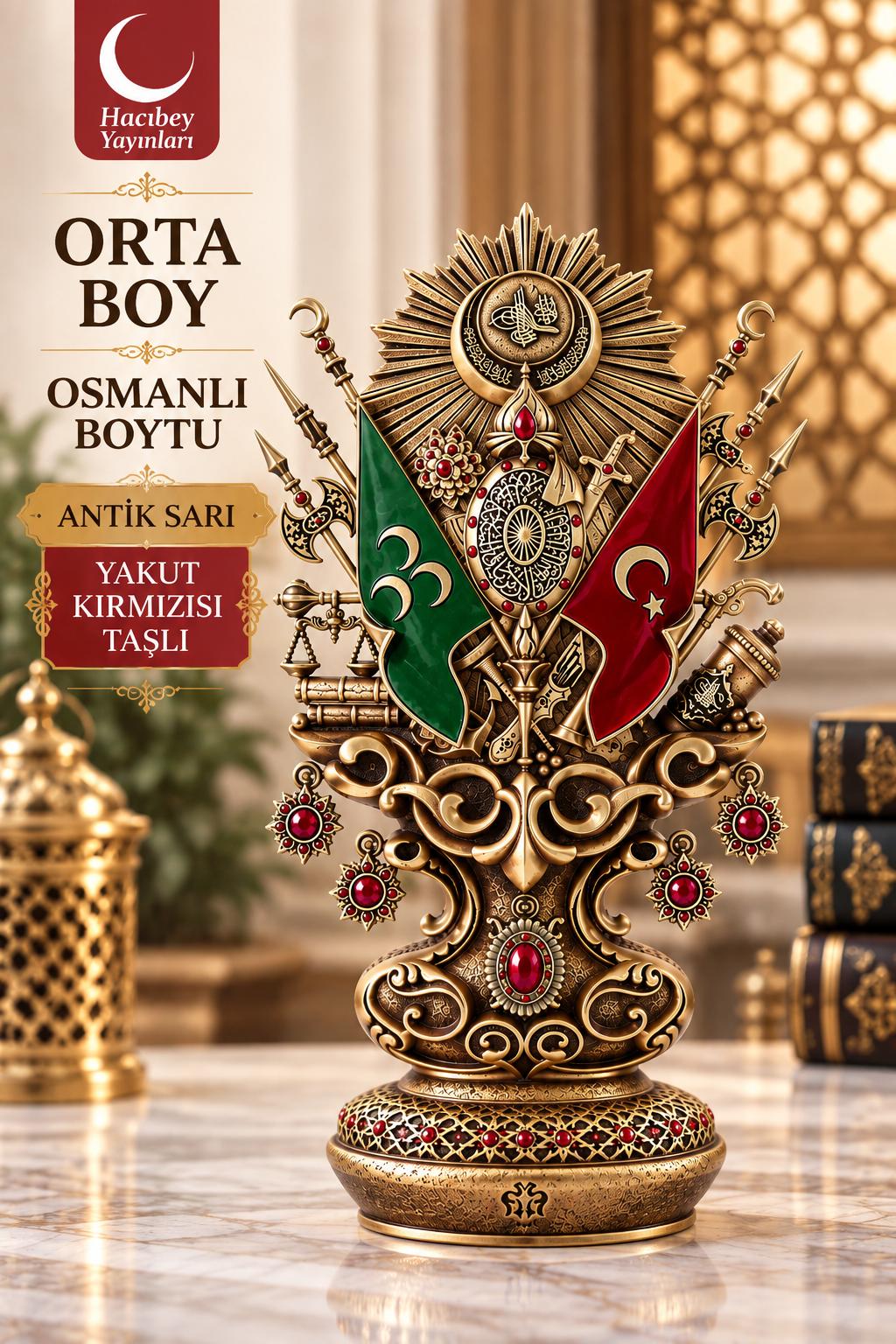 NAKKAŞ NKBY-3403S2Y OSMANLI BOYTU ORTA BOY ANTİK SARI YAKUT KIRMIZI TAŞLI