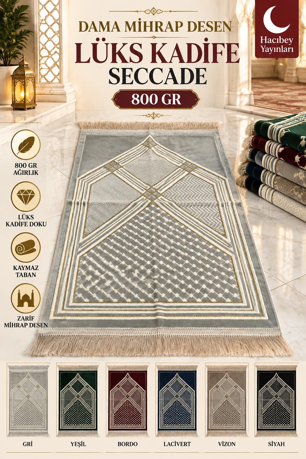 NB DAMA MİHRAP DESEN LÜKS KADİFE 800 GR SECCADE NO:10