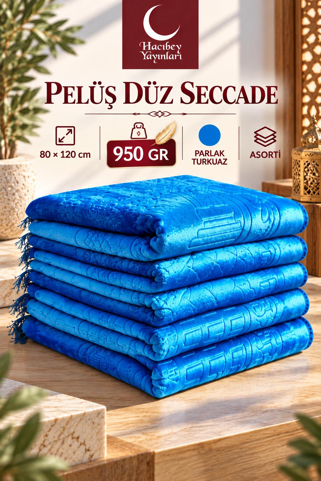 MSK PELÜŞ DÜZ SECCADE PARLAK TURKUAZ 950 GR 80*120 CM