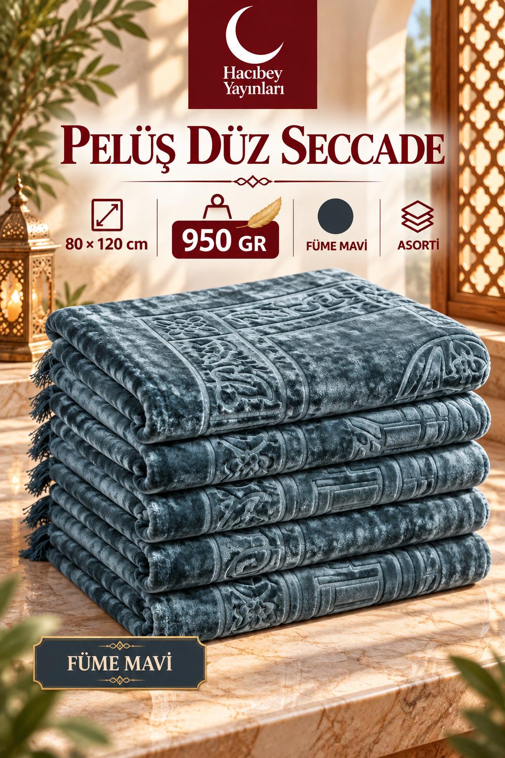 MSK PELÜŞ DÜZ SECCADE FÜME MAVİ 950 GR 80*120 CM