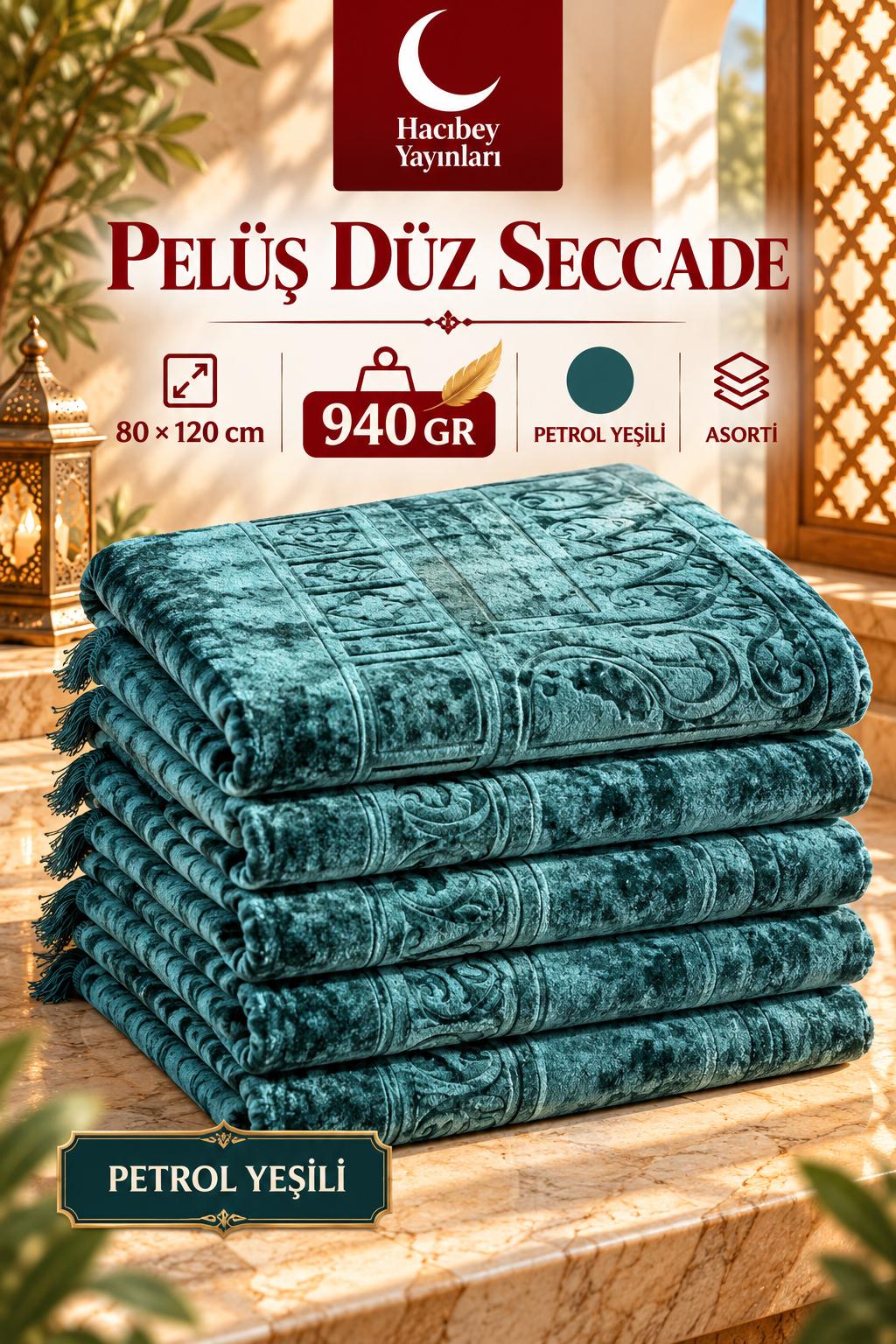 MSK PELÜŞ DÜZ SECCADE PETROL YEŞİLİ 940 GR 80*120 CM