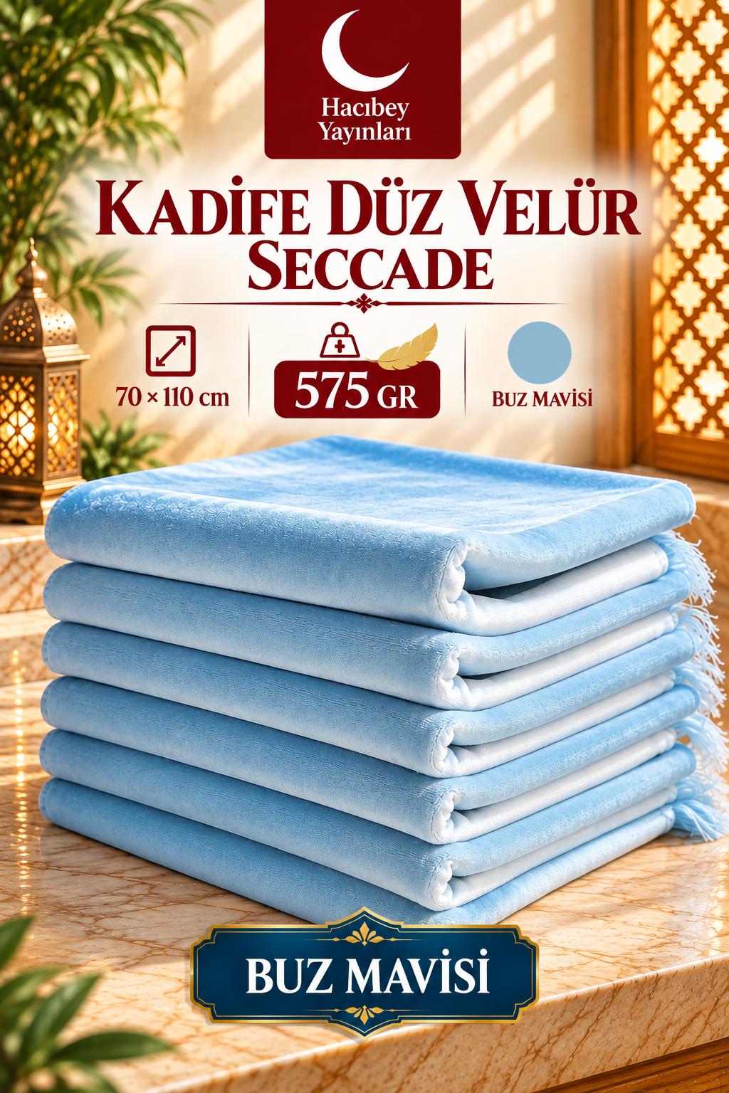 MSK KADİFE  DÜZ VELÜR SECCADE 70X110 575 GR BUZ MAVİSİ