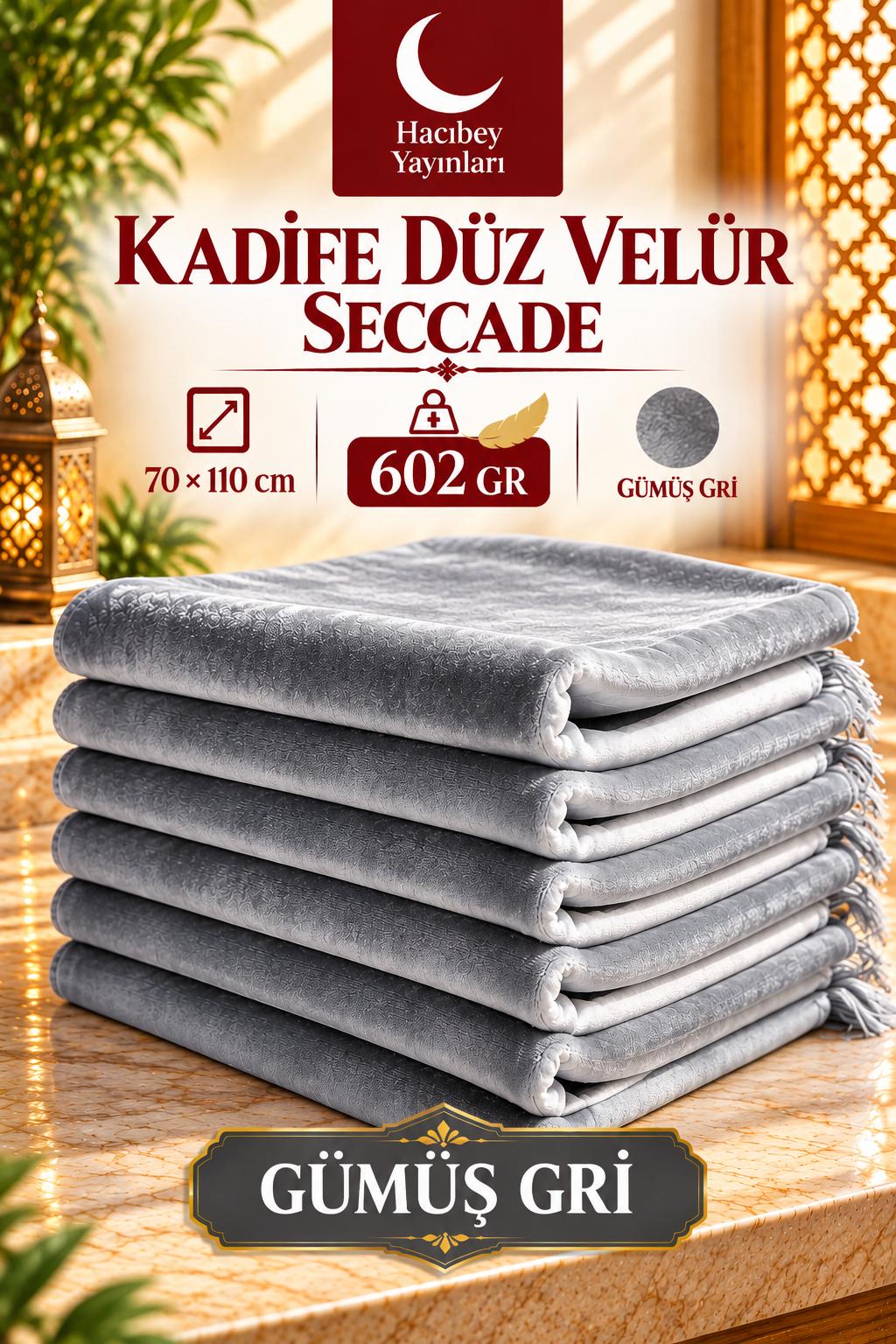MSK KADİFE  DÜZ VELÜR SECCADE 70X110 602 GR GÜMÜŞ GRİ