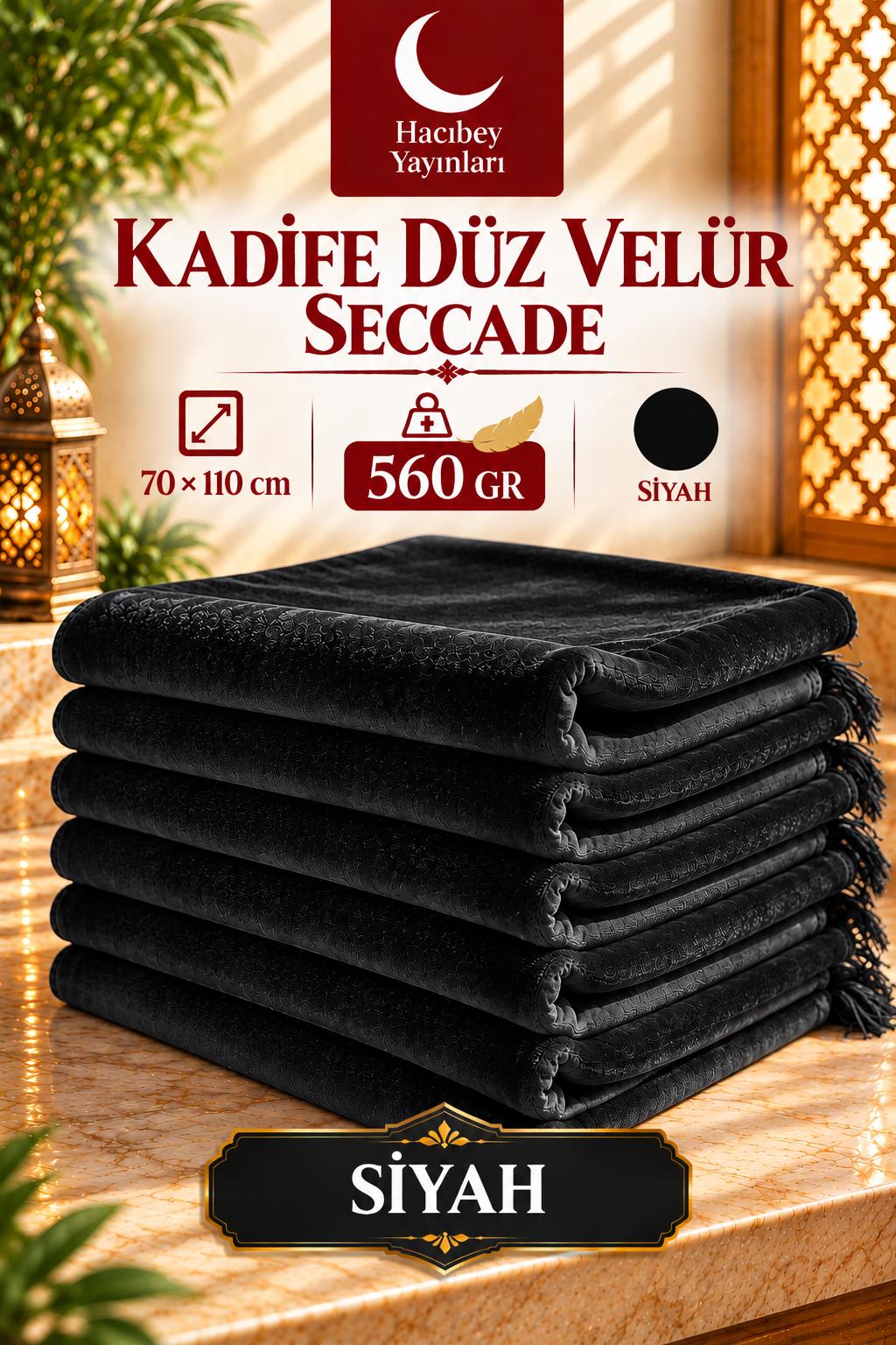 MSK KADİFE  DÜZ VELÜR SECCADE 70X110 560 GR SİYAH