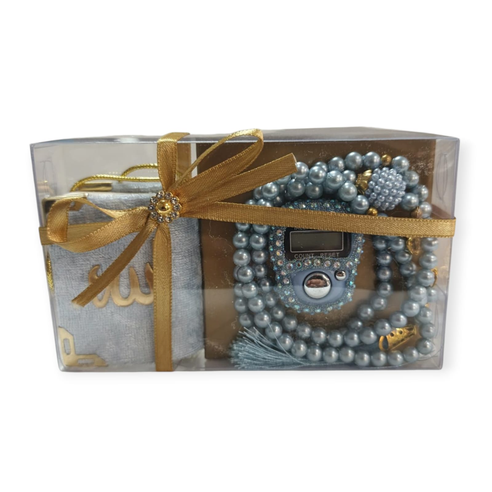 DLK MİNİ KURAN EKONOMİK HEDİYELİK SET PAKETTE 4'LÜ AÇIK MAVİ (MİNİ KURAN,ZİKİRMATİK,İNCİ TESBİH)