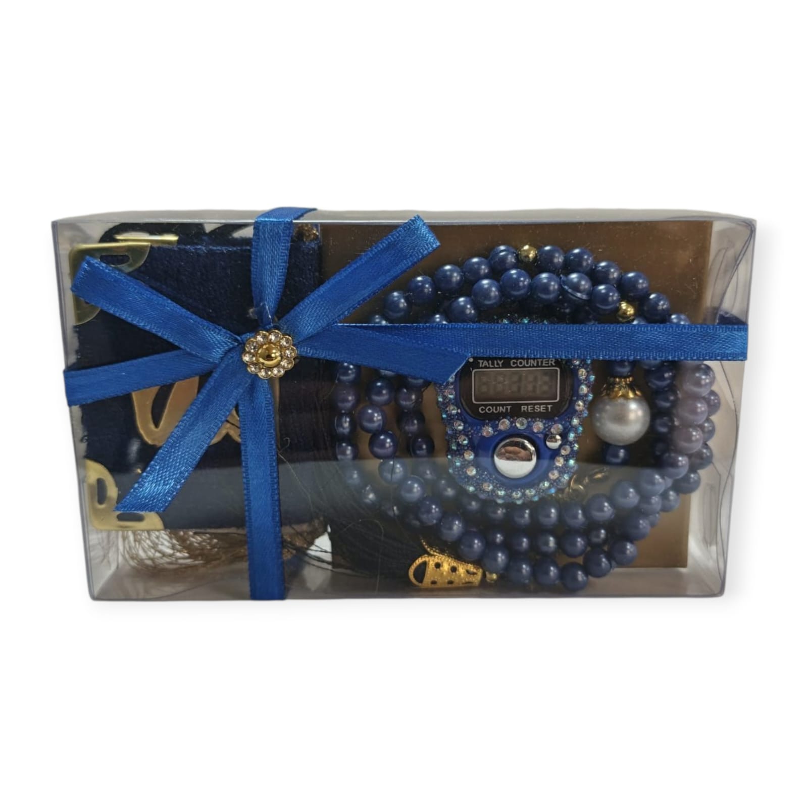 DLK MİNİ KURAN EKONOMİK HEDİYELİK SET PAKETTE 4'LÜ LACİVERT KOYU MAVİ (MİNİ KURAN,ZİKİRMATİK,İNCİ TESBİH)