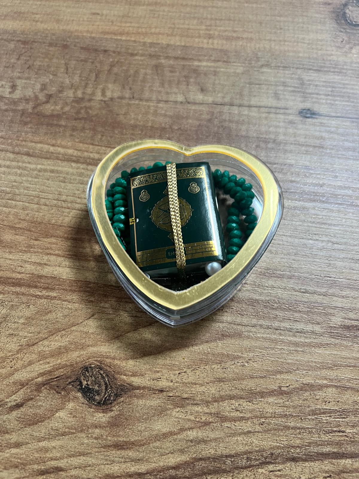 KALP PLEKSİ MİKA KUTU TESBİHLİ MİNİ KUR'AN YEŞİL