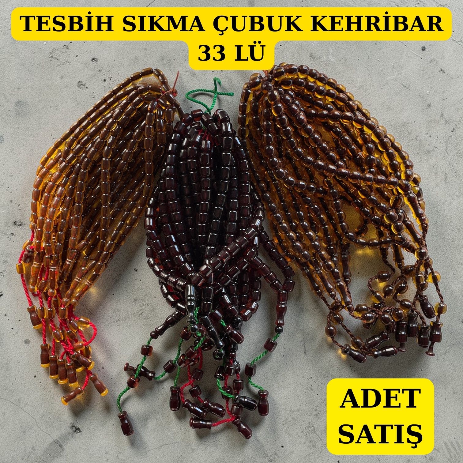 DRG TESBİH SIKMA ÇUBUK KEHRİBAR 33 LÜ ADET SATIŞ