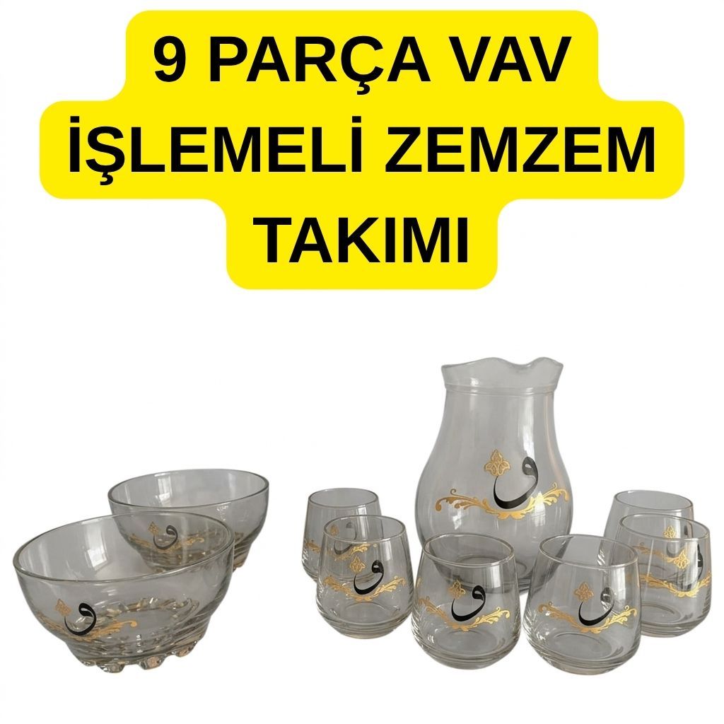 9 PARÇA VAV İŞLEMELİ ZEMZEM TAKIMI