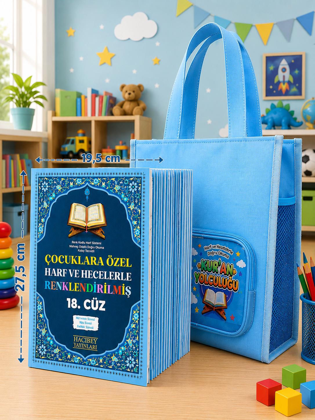 ÇANTALI ÇOCUK HATİM CÜZÜ MAVİ