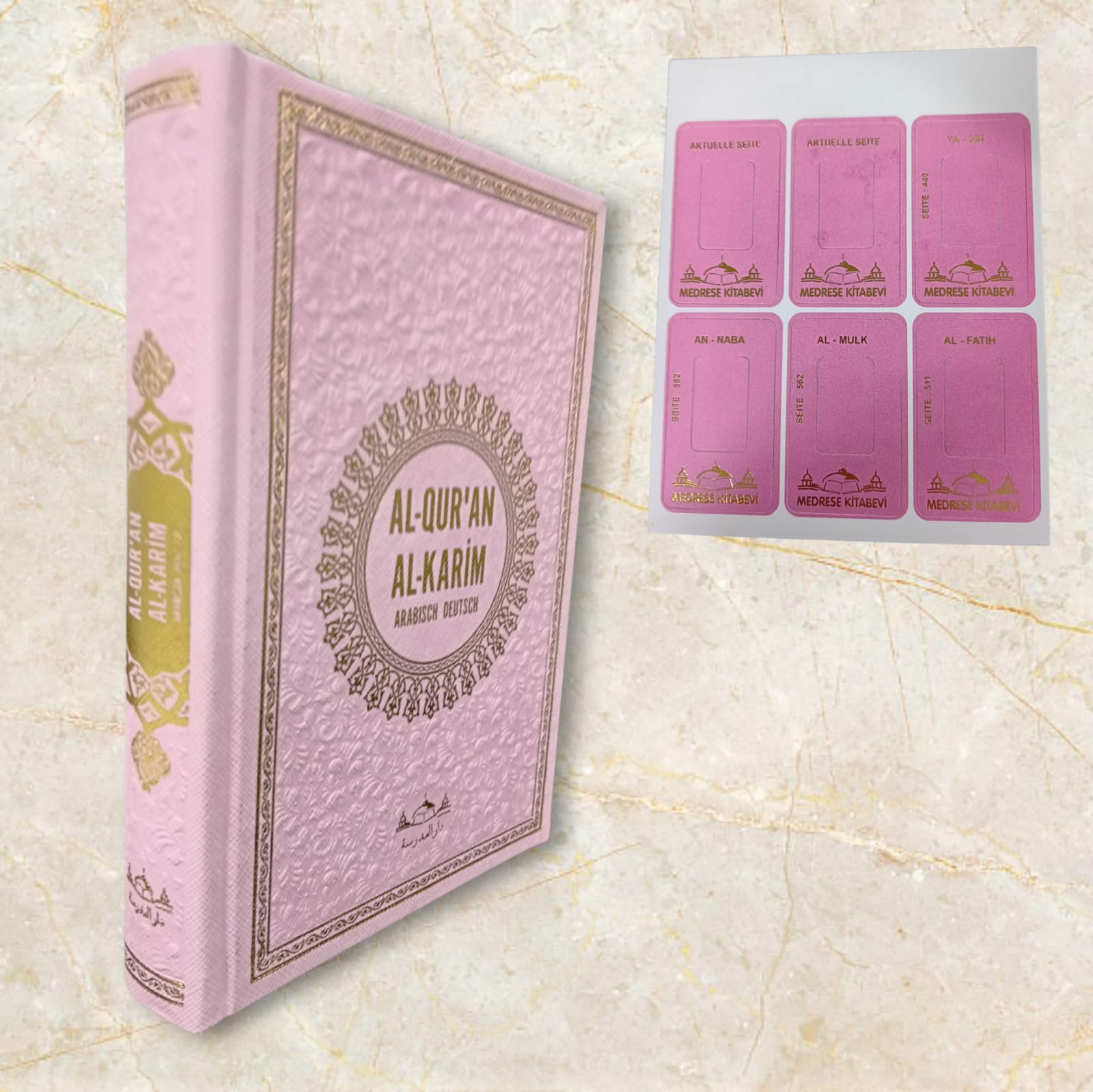 HAFIZ BOY TERMO DERİ AL QURAN AL KARİM ALMANCA KURAN PEMBE